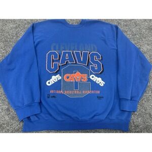 Vintage Cleveland Cavaliers Crewneck Sweatshirt Blue Big Print NBA USA -Size 4XL
